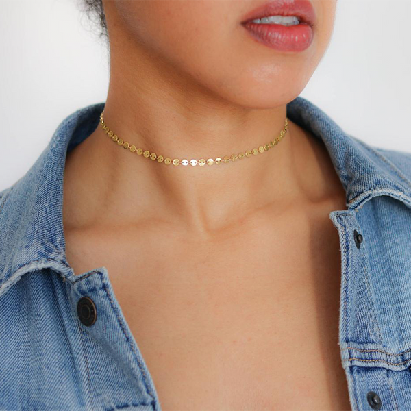 Small coins choker chain necklace - KAENA